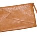 Vintage 70s 80s Tan Leather Zig Zag RUTH SALTZ Wristlet Clutch
