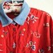Red Floral Shirt With Denim Contrast Collar