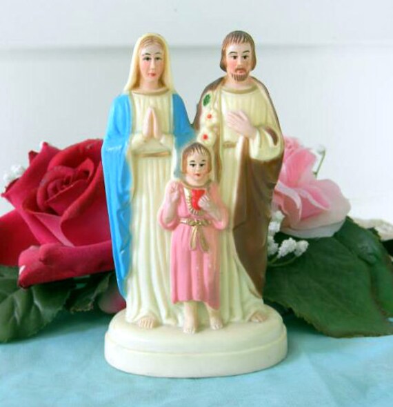 Vtg 50's Holy Family Dash Statue Catholic Car Statuette