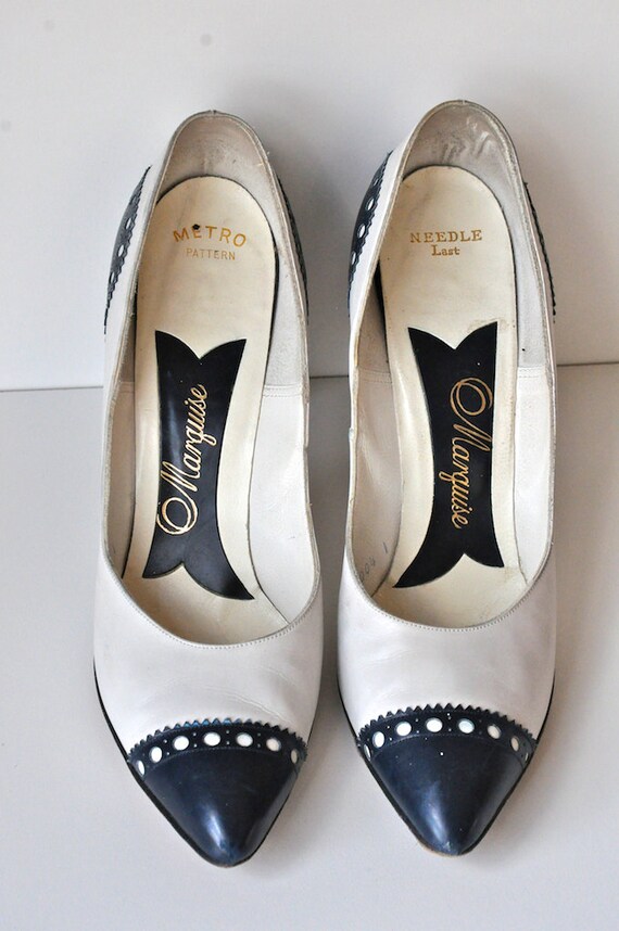 Vintage Navy and White Spectator Pumps by Marquise