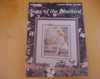 Vintage 1994, Song of the Bluebird, Counted Cross Stitch Pattern, Leisure Arts 2554, Flowers, Little Girl