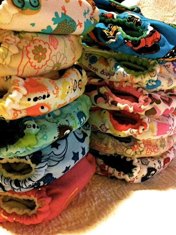 12pc newborn fitted cloth diaper bundle semicustom
