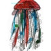 Stained Glass JELLYFISH Suncatcher - Cranberry, Turquoise, Emerald Green, Iridescent Clear - USA Handmade Original