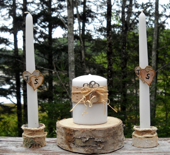 Items similar to Birch wood Unity Candle holders natural personalized