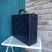 Great Vintage Industrial Dark Blue/Black Metal Box w Hinged Top- Great Patina - Make this one yours