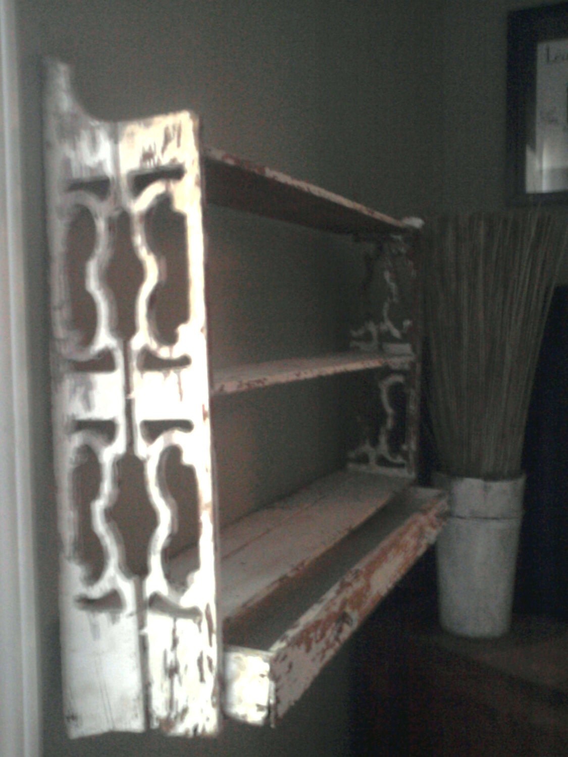 Vintage Distressed Wood Shelf with Drawer