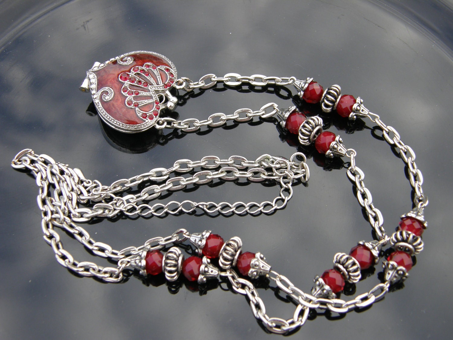 Burgundy Purse Necklace and Earring Set