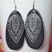 Large Black Wood Sterling Silver Filigree Earrings