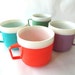 Vintage Malibu Therm-o-ware Cups in Aqua, Red, Lavender and Muted Olive