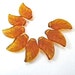 German Glass Leaf Beads Vintage Topaz Autumn Leaves Fall Color 22mm x 12mm 8 Pieces