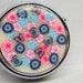 Polymer Clay Covered Pill Box Case Compact with Spring Flowers and Butterflies