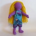 SALE 11" Eco-friendly purple doll with blond wool hair