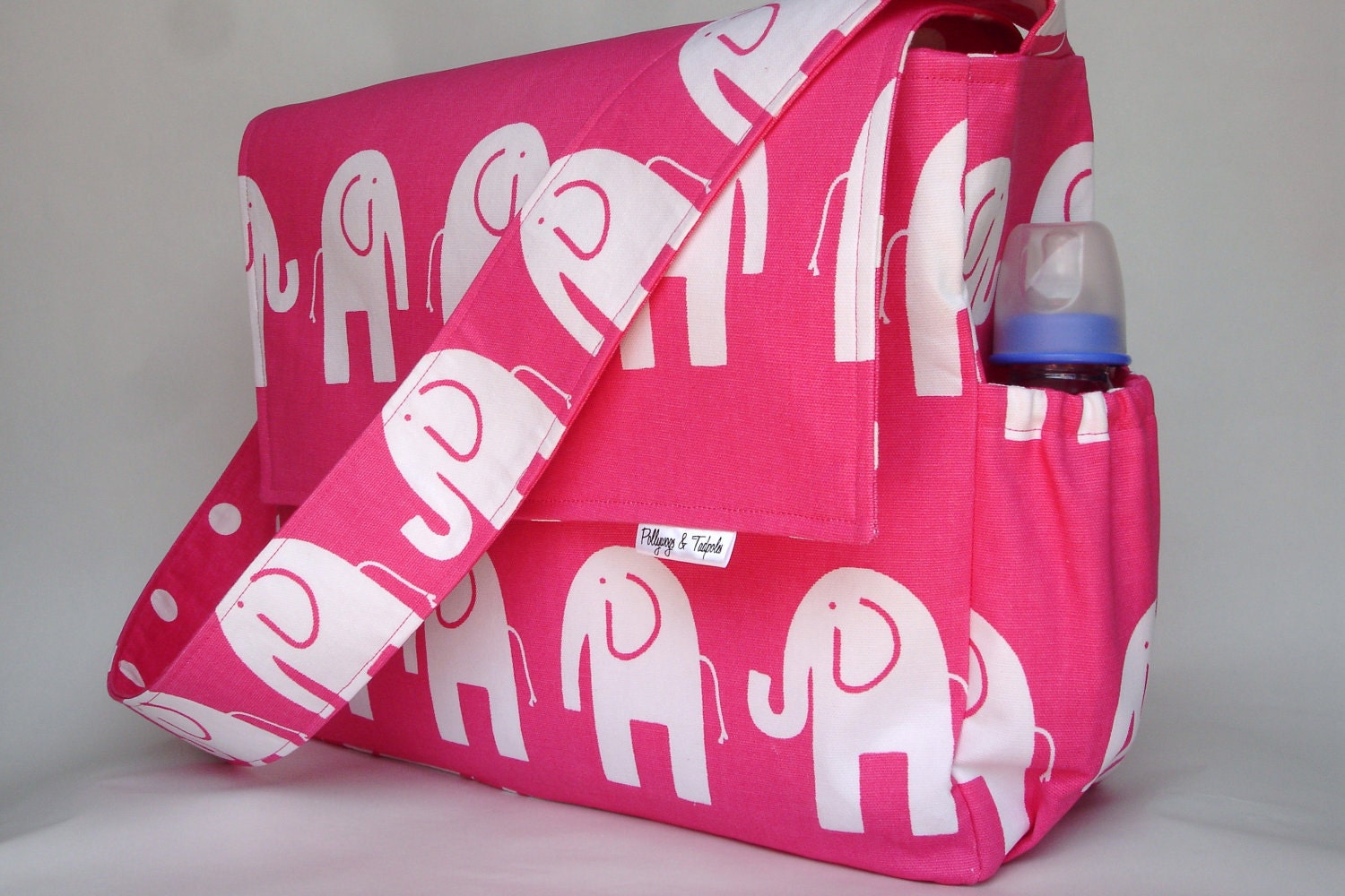 Diaper Bag Elephant Parade in Candy Pink by pollywogsandtadpoles