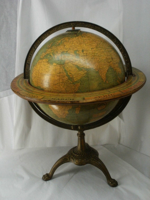 Antique World Globe American Map Company Terrestrial Globe