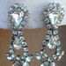 Vintage Rhinestone Earrings Dangle Long Clear Clip-on Costume
