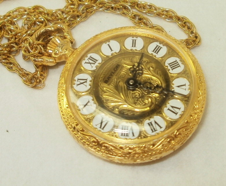 Baylor 17 Jewel Ladies Pocket Watch Pendant on Chain Clean