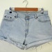 Levi's 577 High Waisted Sky Blue Cut Off Jean Shorts Size 16