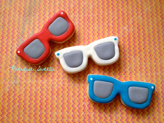 Sunglasses Sugar Cookies LARGE 1 Dozen by ParadiseSweets on Etsy