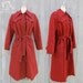 RESERVED Vintage Brick Red Trench Coat with Plaid Lining, Medium