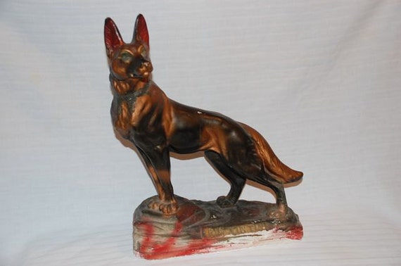 Carnival chalkware Rin Tin Tin statue