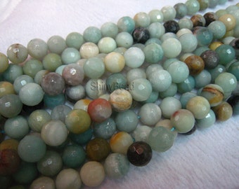 stone bead,Chinese amazonite,faceted round 10mm,15 inch