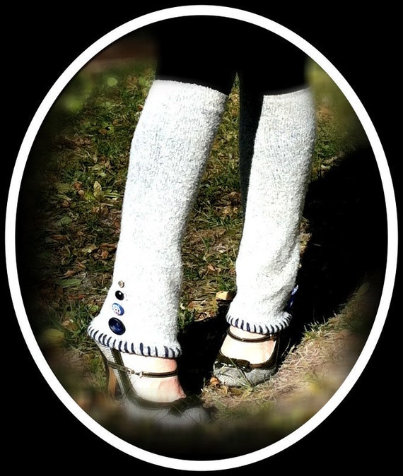 Steampunk inspired light blue/grey leg warmers/gaiters