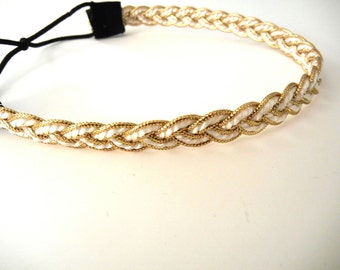 Gold and White Braided Headband