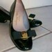 Ferragamo Black patent leather heeled pumps with bows size 6.5 AAAA