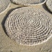 2 natural linen crochet round coasters for table, natural grey. Hand crochet table linens. Custom orders accepted.