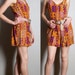 90s Aztec Romper Jumper Tribal Print - Shorts Dress - Shades of Orange - summer spring Vintage one-piece