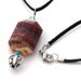 Mookaite Jasper natural gemstone pendant with sterling silver and Swarovski crystals on a leather cord
