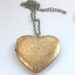 Victorian heart locket antique necklace- gold floral embossed huge pendant