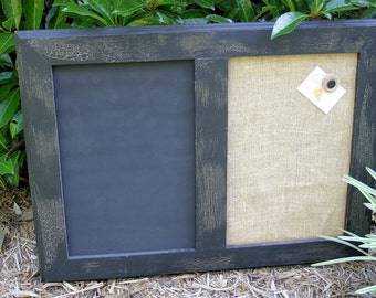 30x22" Black Vintage Style Frame Chalk Board & Cork board