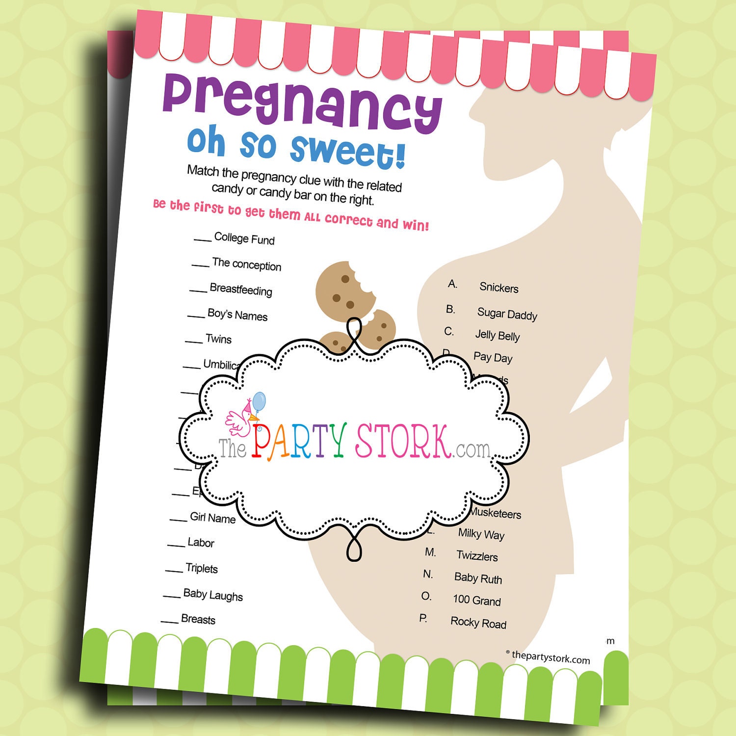 Baby Shower Candy Bar Game: Pregnancy Oh So Sweet Printable