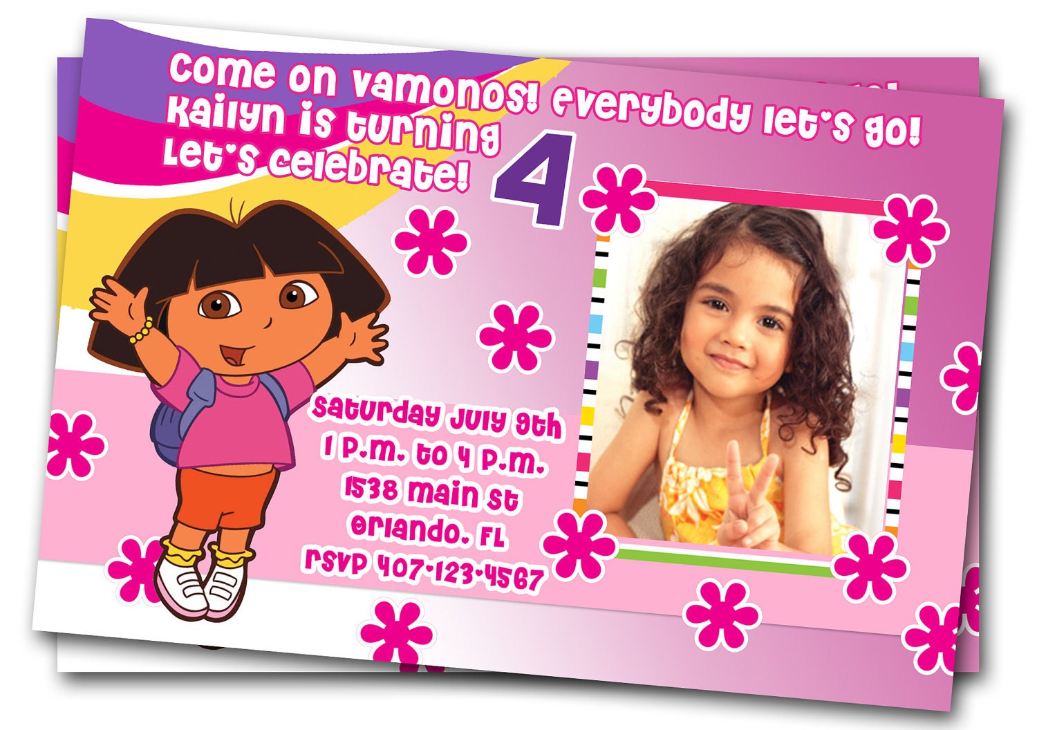 Dora Personalized Birthday Invitations 1