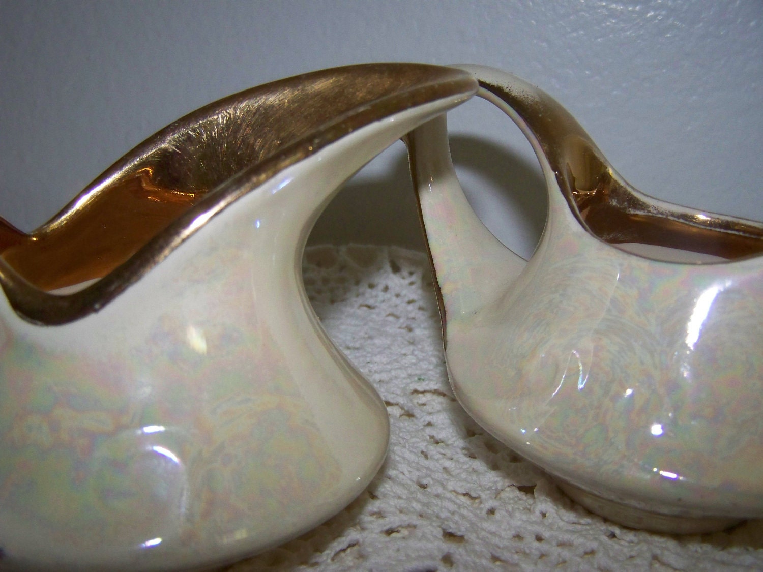 Shabby White Gold Sugar Creamer Set Retro Sugar Bowl Retro Creamer