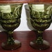 FOSTORIA ARGUS GREEN Heavy Pressed Thumbprint Crystal Water Glasses Goblets Stems 6 1/2" High