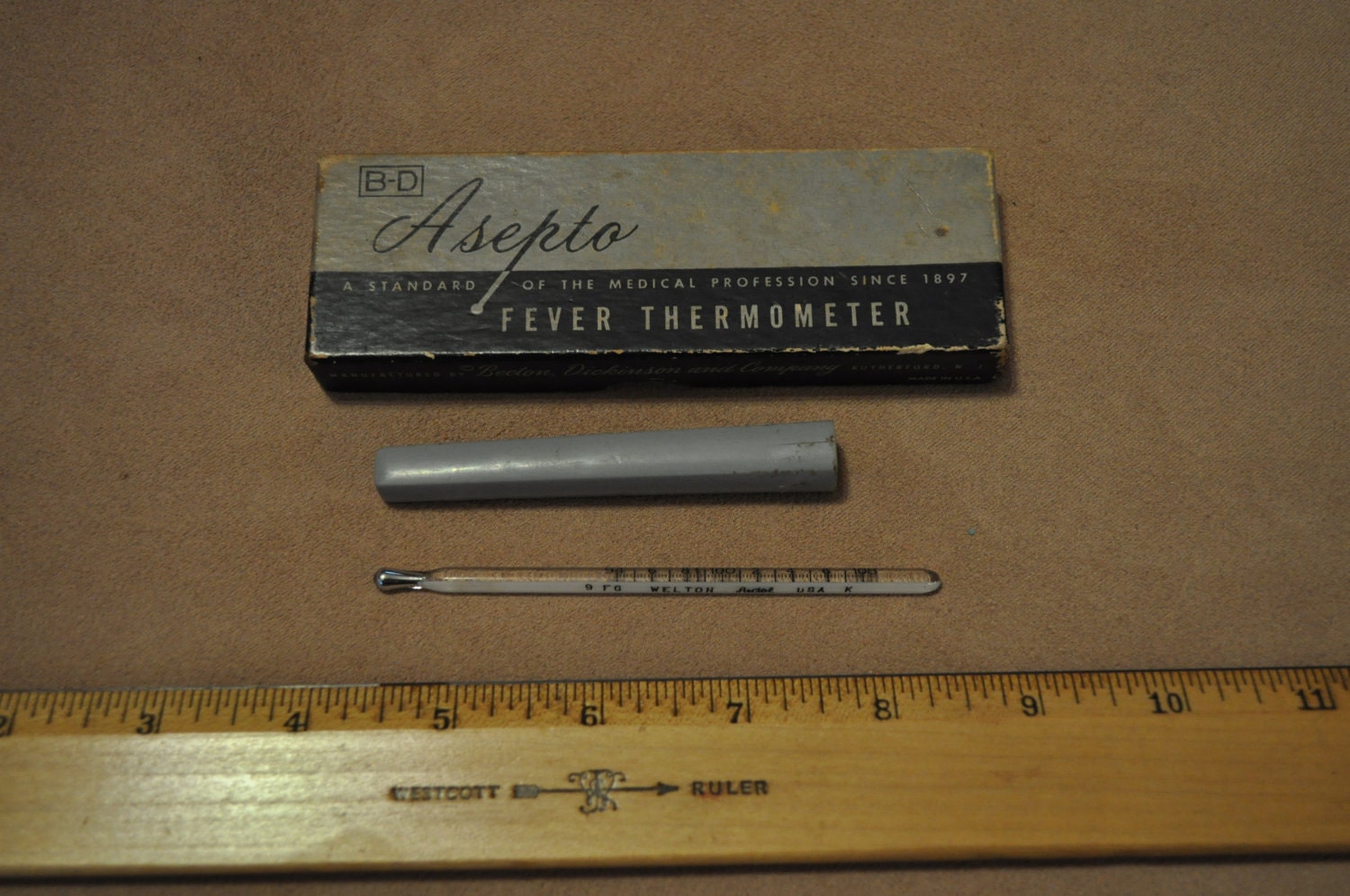 Vintage Asepto rectal thermometer with box