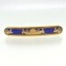 Vintage Enamel Brooch Bar Pin Cobalt Blue Gold Flowers Scroll Champleve Flowers Floral Jewelry