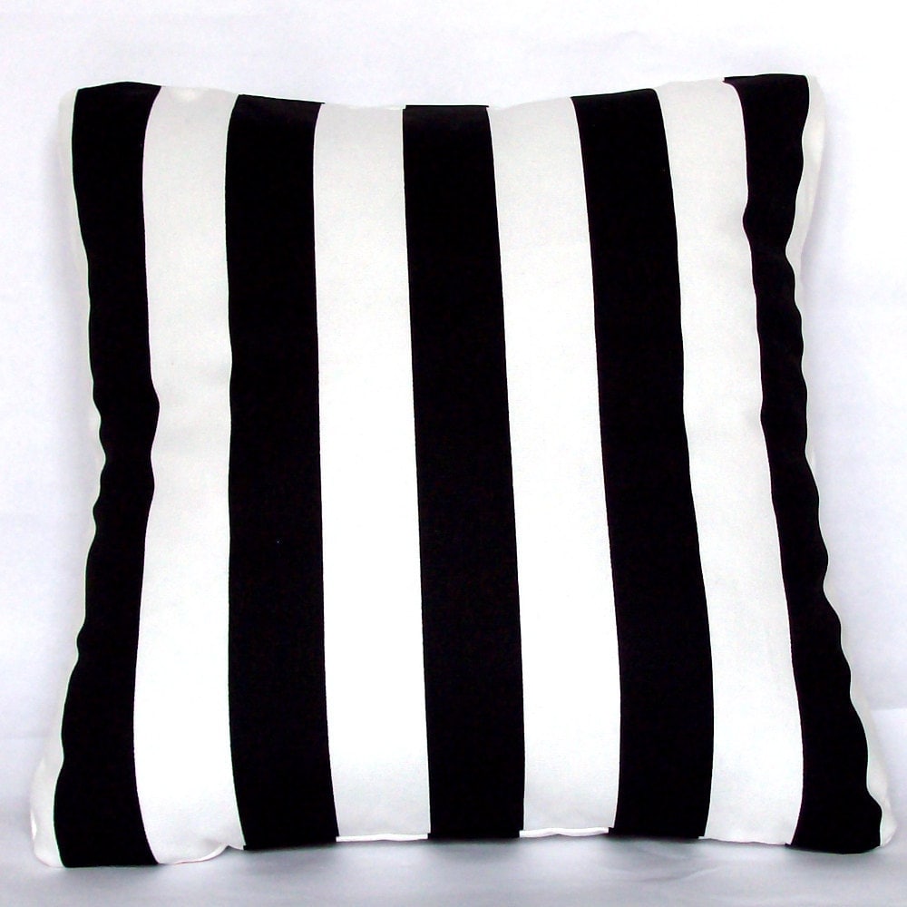 Black and White Pillow Cover Striped 18x18 or 20x20 inch