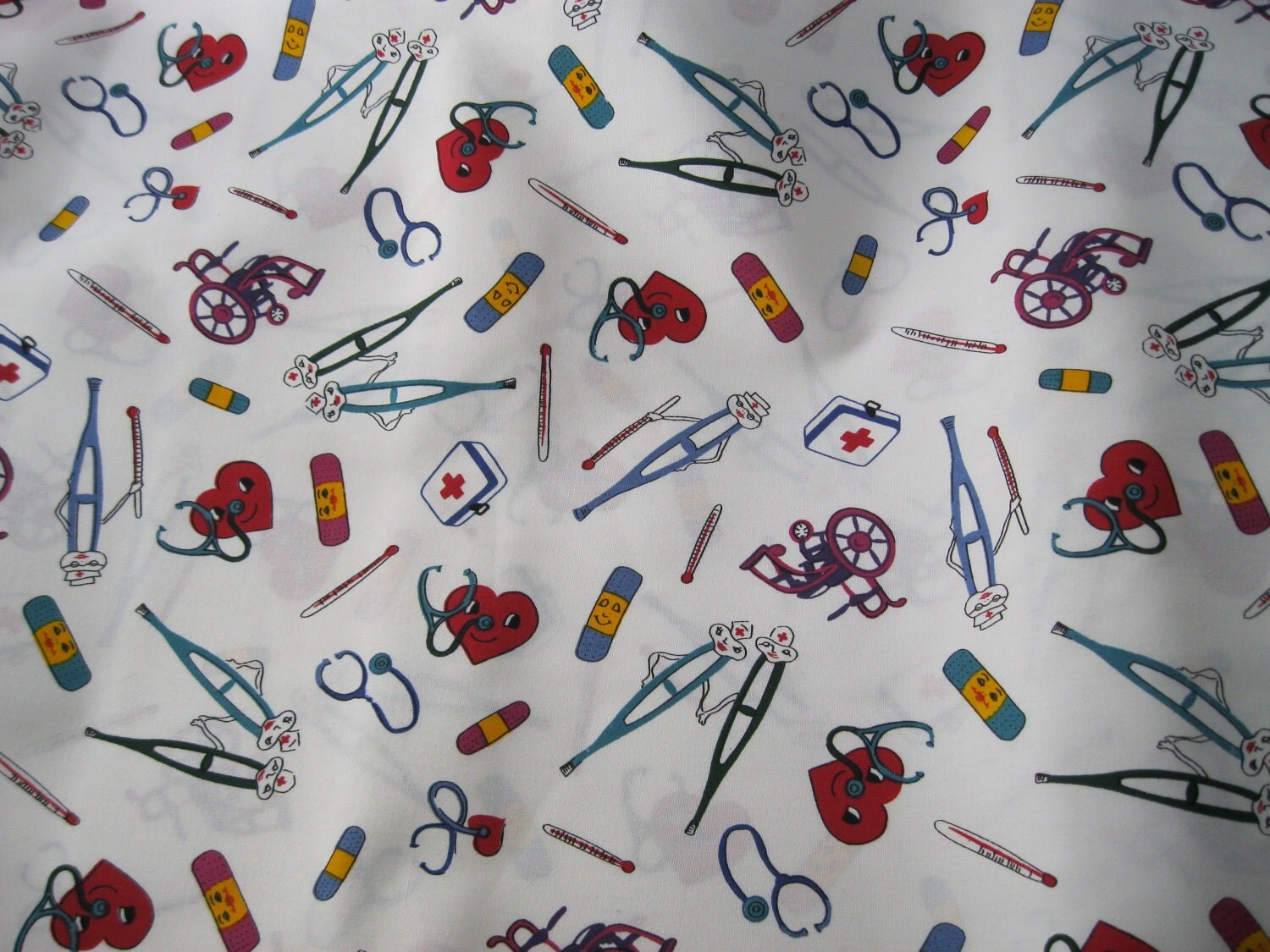 Scrub Fabric with Medical Print Icons