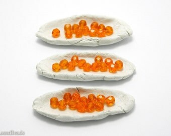 Bright Orange Fire Polished Czech Glass Bead 6mm (35) Polish Faceted last