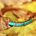 Turquoise cube beads adjustable brown leather bracelet. AB010