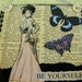 SALE - OOAK Mixed Media "Be YOURSELF" - Collage and Ink - Paper Bag Hang-Up