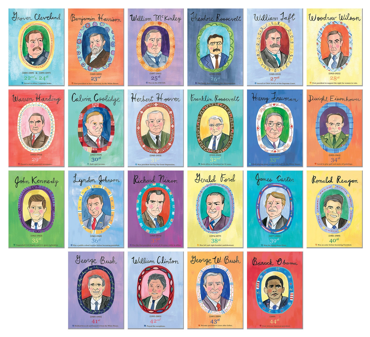 American Presidents 44 Presidential portraits by missjillmcdonald