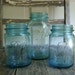 Vintage Blue Mason Bell Jars/Set of 3/Home Decor