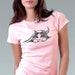 Pink Hiding Cat Valentine Original Art Print Women T-Shirt - Sizes S, M, L, XL