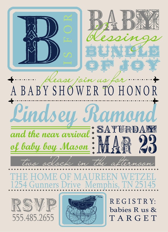 Baby Shower Invitation digital custom printable Baby