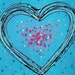 Heart Painting Aqua Black Pink Love Contemporary Art 16" x 16" Canvas