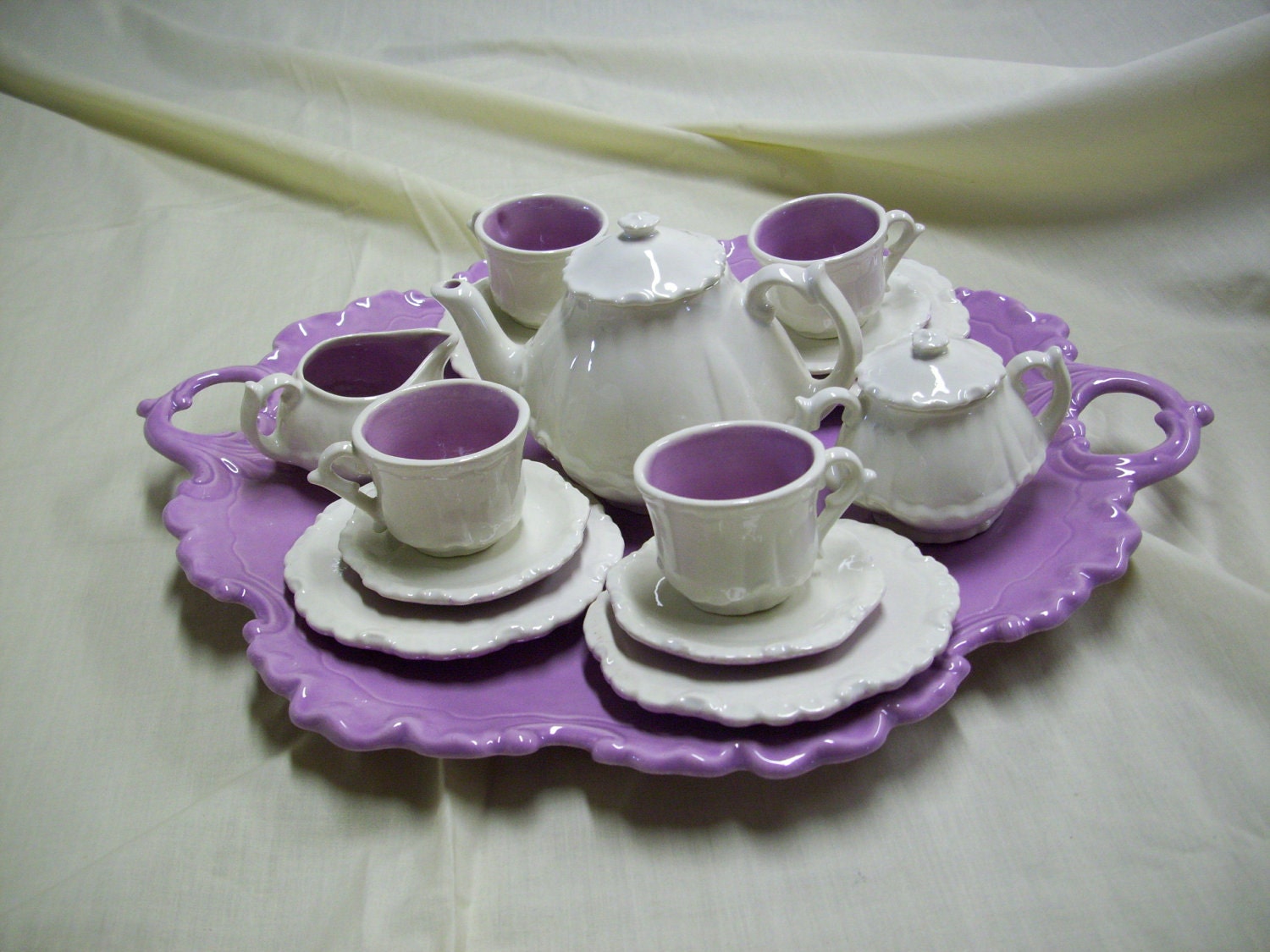 purple tea set toy